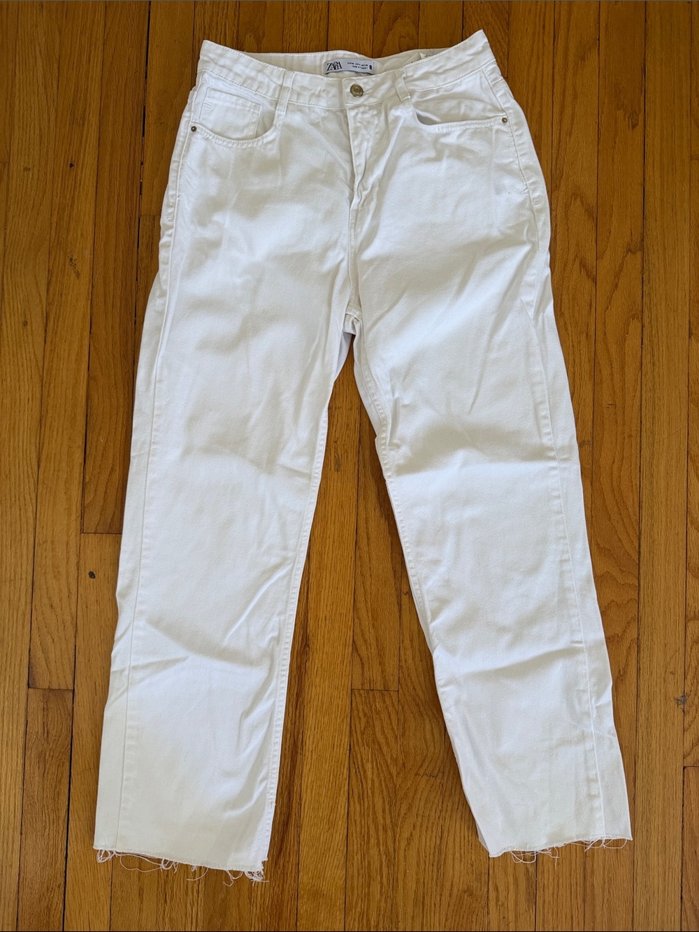 Zara White Straight-Leg Women's Jeans